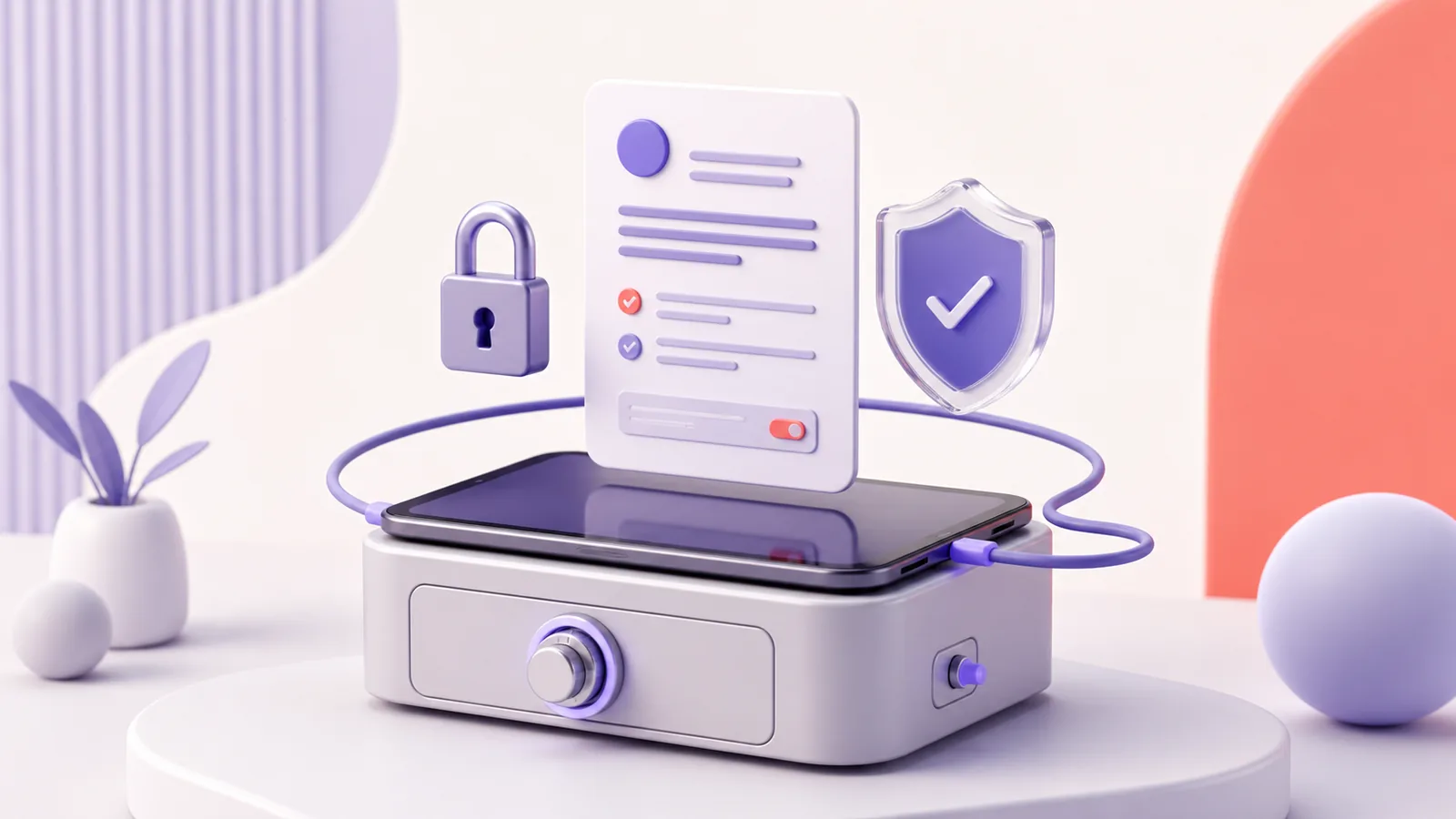 Lokale Datenspeicherung mit Schloss und Datenschutzdokument