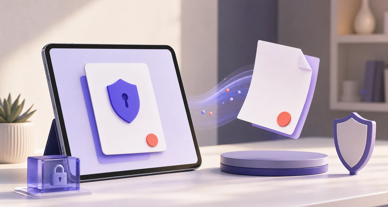 Tablet mit geschütztem Dokument und PDF Ausgabe